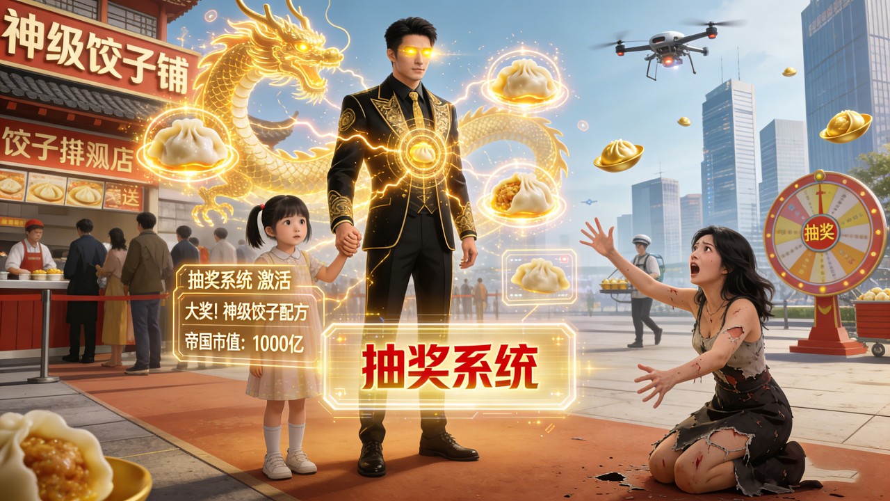 净身出户争抚养权！绑定抽奖系统，奶爸开神级饺子铺逆袭亿万帝国