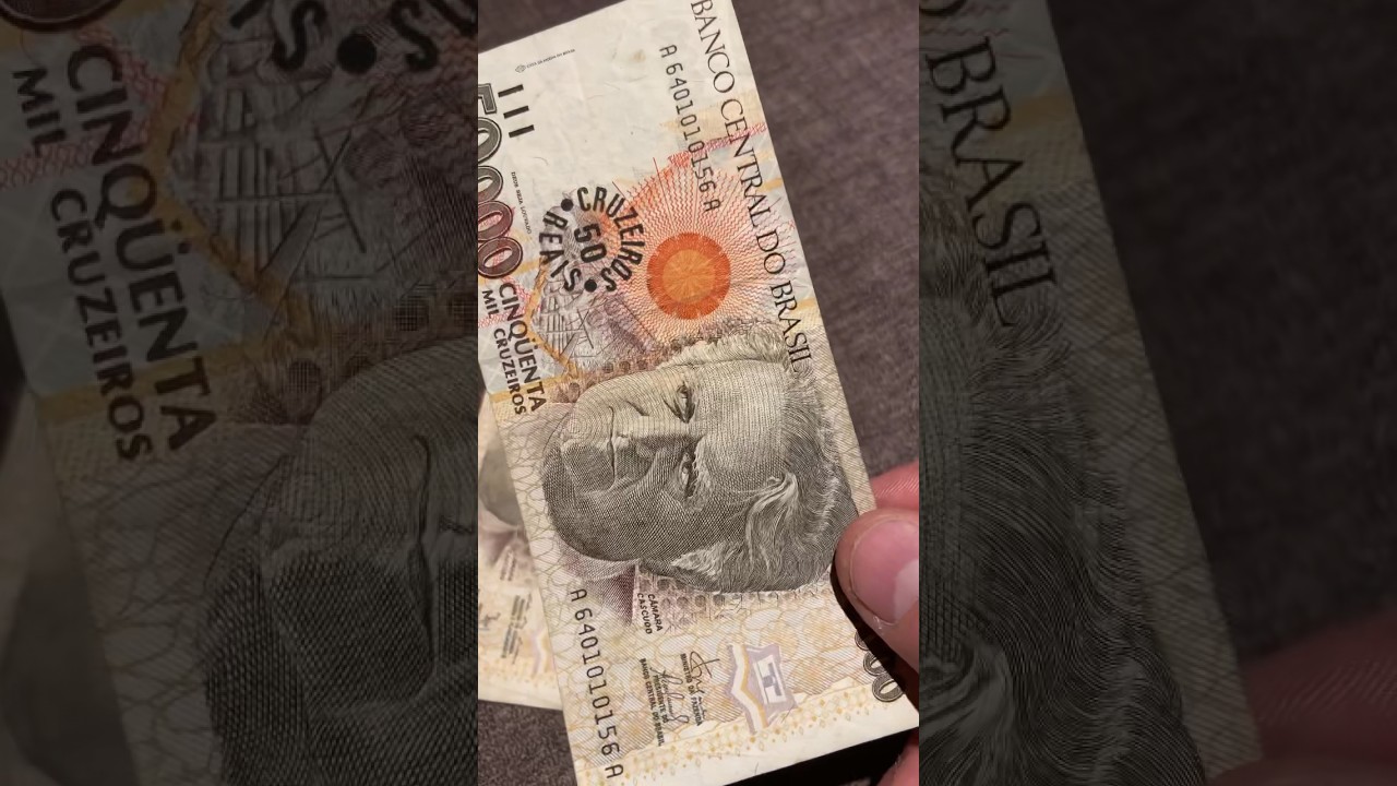 Cédula antiga brasileira: hiperinflação de 1992/1993 - 50 mil cruzeiros do Câmara Cascudo vira 50