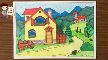 Vẽ ngôi nhà | Cách vẽ ngôi nhà | Ngôi nhà trong tranh | Vẽ phong cảnh ngôi nhà em