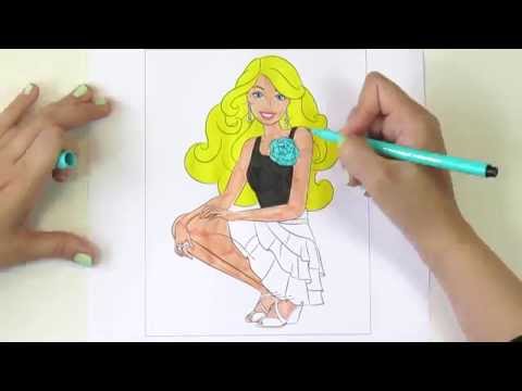 Раскраска-мультик для детей, раскрашиваем куклу Barbie