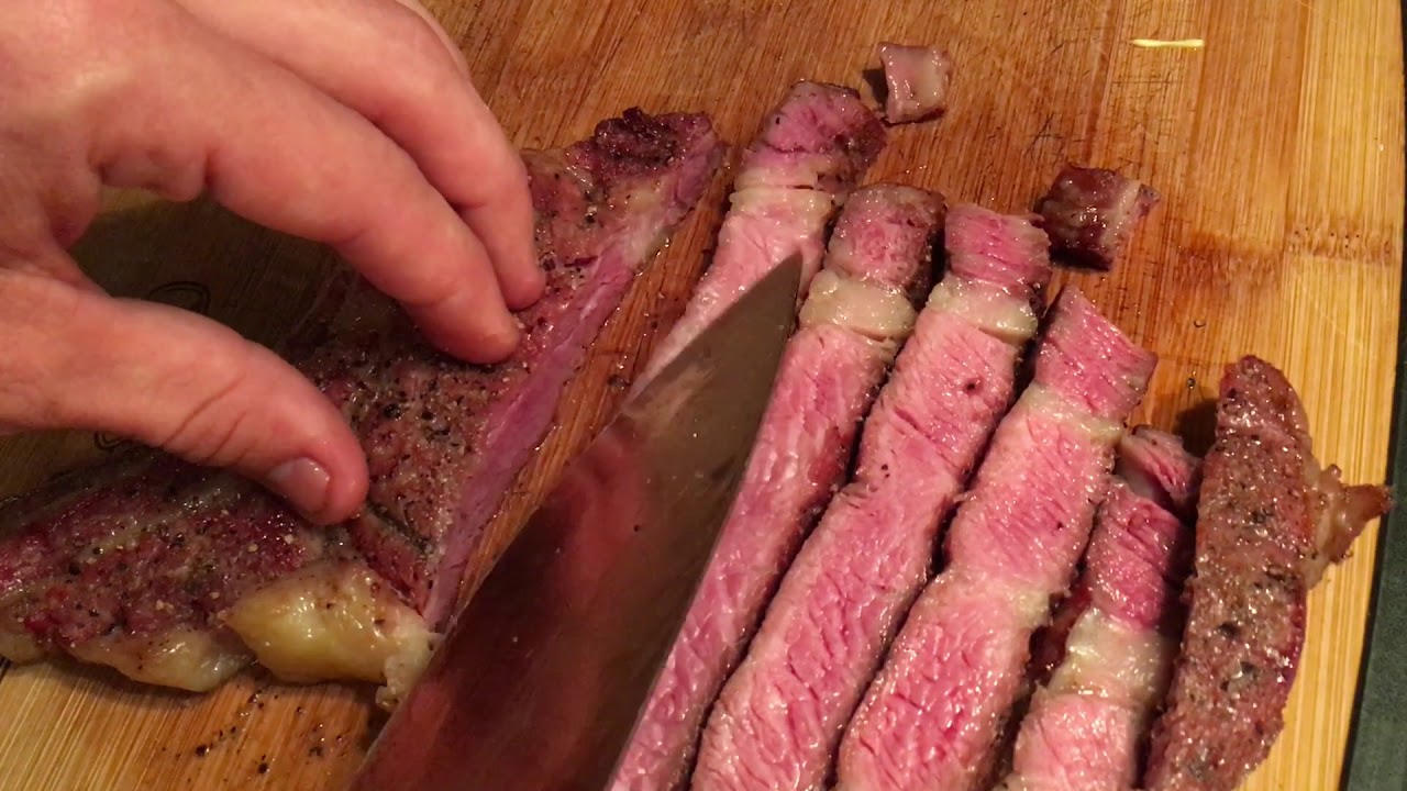Cutting A JUICY BONE-IN RIBEYE Cooked To Perfection - YouTube