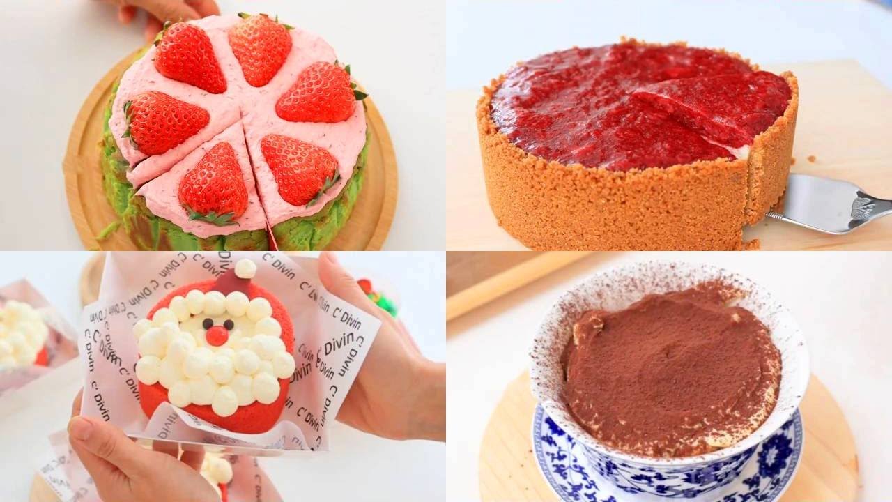 Satisfying Relaxing Video|Pistachio Strawberry Basque Recipe|Asmr|Tiktok