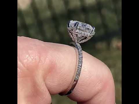 Cushion Petite Pave Style Moissanite Engagement Ring ring video