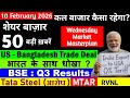 भारत के साथ धोखा 😠 ? US Bangladesh Trade Deal 🔴 BSE Q3 Results 🔴 Tata Steel MTAR 🔴Fii Diis Crude Oil