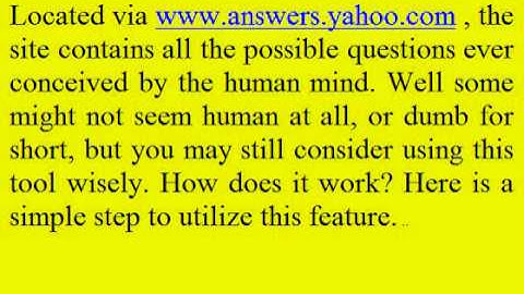 Yahoo Answers - Get Targeted Traffic And Make Money With Yahoo Answers