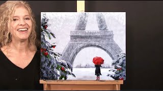 Learn How to Draw and Paint with Acrylics PARIS IN WINTER - Paint & Sip at Home - Fun Easy Painting