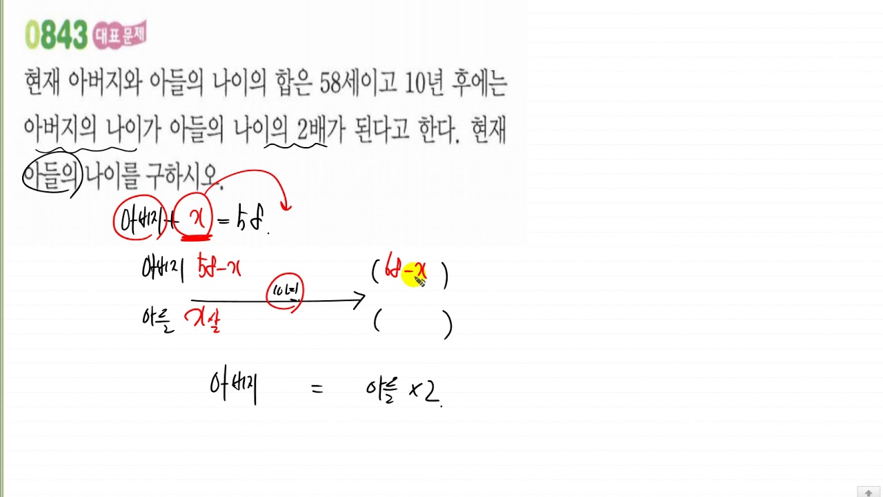 중1 1 중11 일차방정식의 활용 나이에 대한 문제 게ㅡ 107 843 - YouTube
