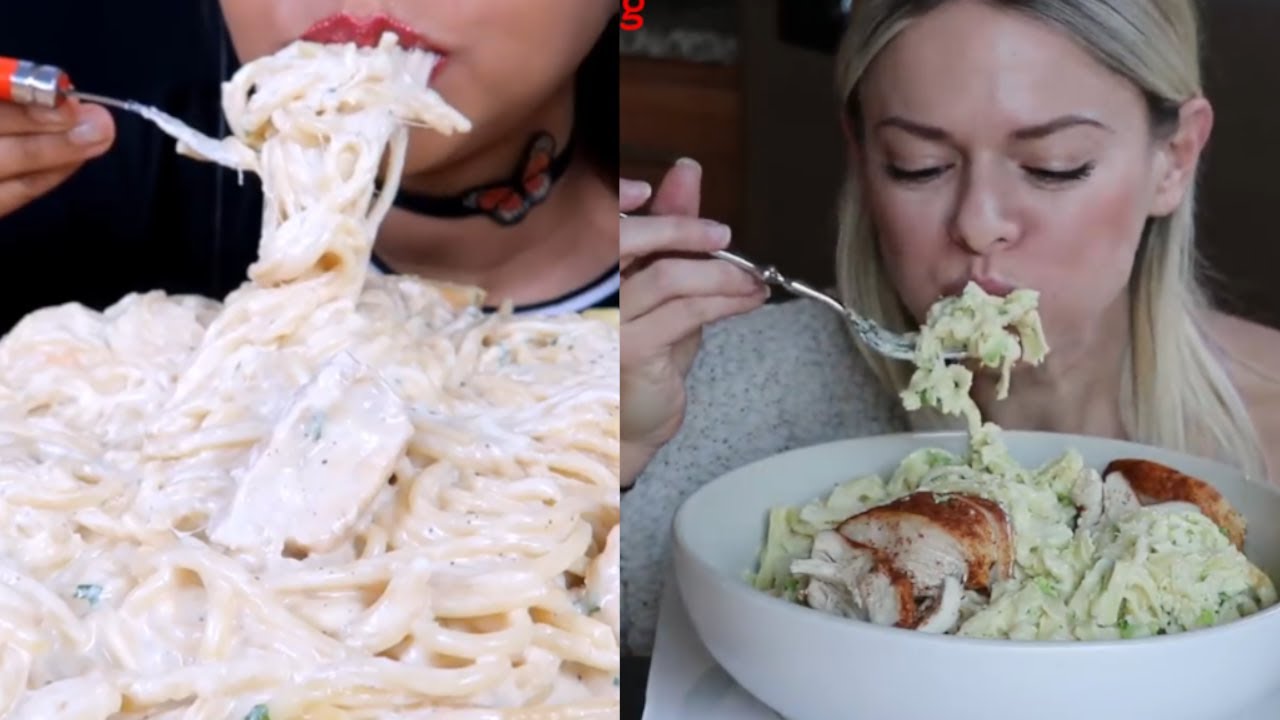 ++CHEESY FETTUCCINE ALFREDO MUKBANG COMPILATION++