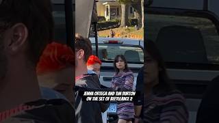 Jenna Ortega and Tim Burton were spotted on the set of Beetlejuice 2 filming in Melrose. #shorts