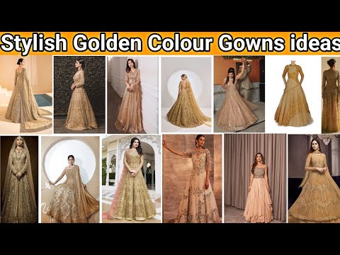 Golden Anarkali Dress - Desi Royale