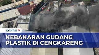 Aerial View of Plastic Warehouse Fire in Cengkareng, 24 Fire Trucks Deployed to the Scene
