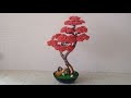 Красный бонсай из бисера мастер-класс. Red bonsai master class.