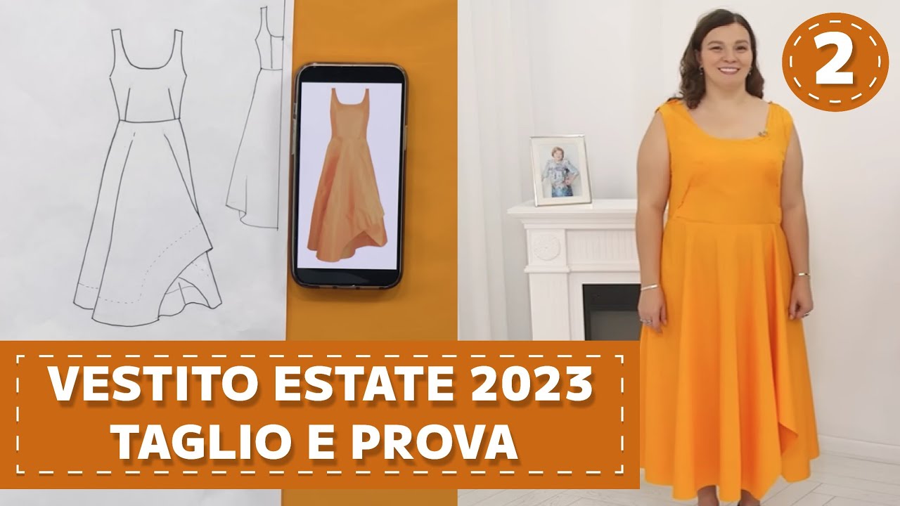 Abito di tendenza con gonna asimmetrica. Taglio e prima. Parte 2