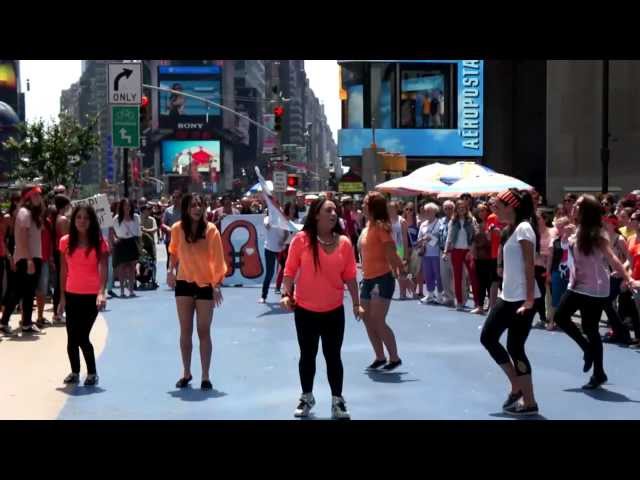 Life Vest Inside Flash MOB - Times Square - Wavin' Flag by K'naan class=