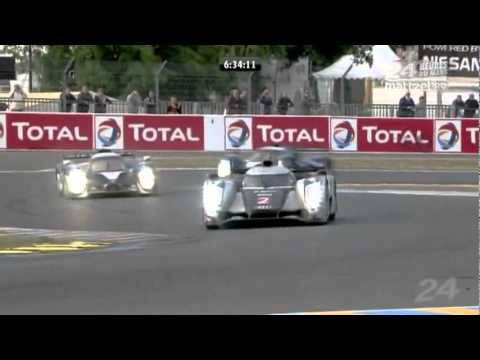 2011 Le Mans 24 Hours Race Incredible pass by Audi R18 Driver Benoît Tréluyer vs Peugeot