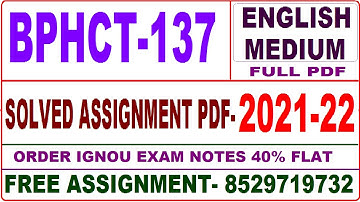 bphct-137 solved assignment 2021-22 / bphct 137 solved assignment in English / ignou bphct 137