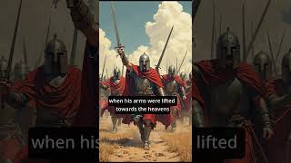 Moses raising his hands to win a war