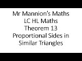 Geometry Theorem 13 Proportional Sides in Similar Triangles
