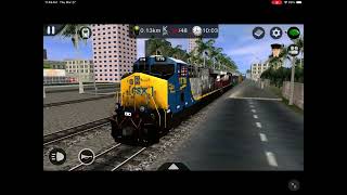 Trainz 2 railfanning: CSX 1776 and CSX 1852 hauling a freight train.