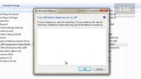 Turn Windows Features on or off is empty or Blank in Windows 7
