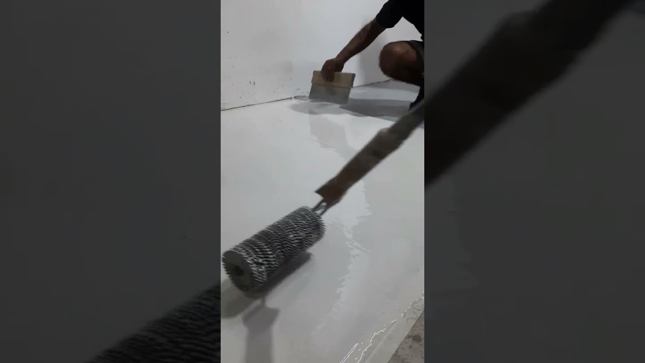 Metallic Epoxy Flooring After Complete Sanding And Primer Work 