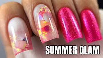 Builder Gel Nail Extensions Using Dual Forms – Encapsulated Summer Nail Art Tutorial