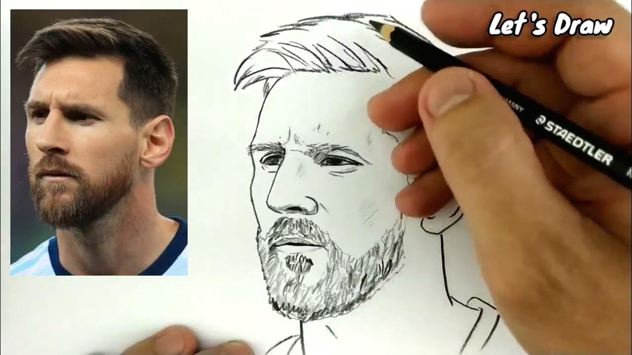 ASMR DRAWING lionel messi player from PSG football club - YouTube