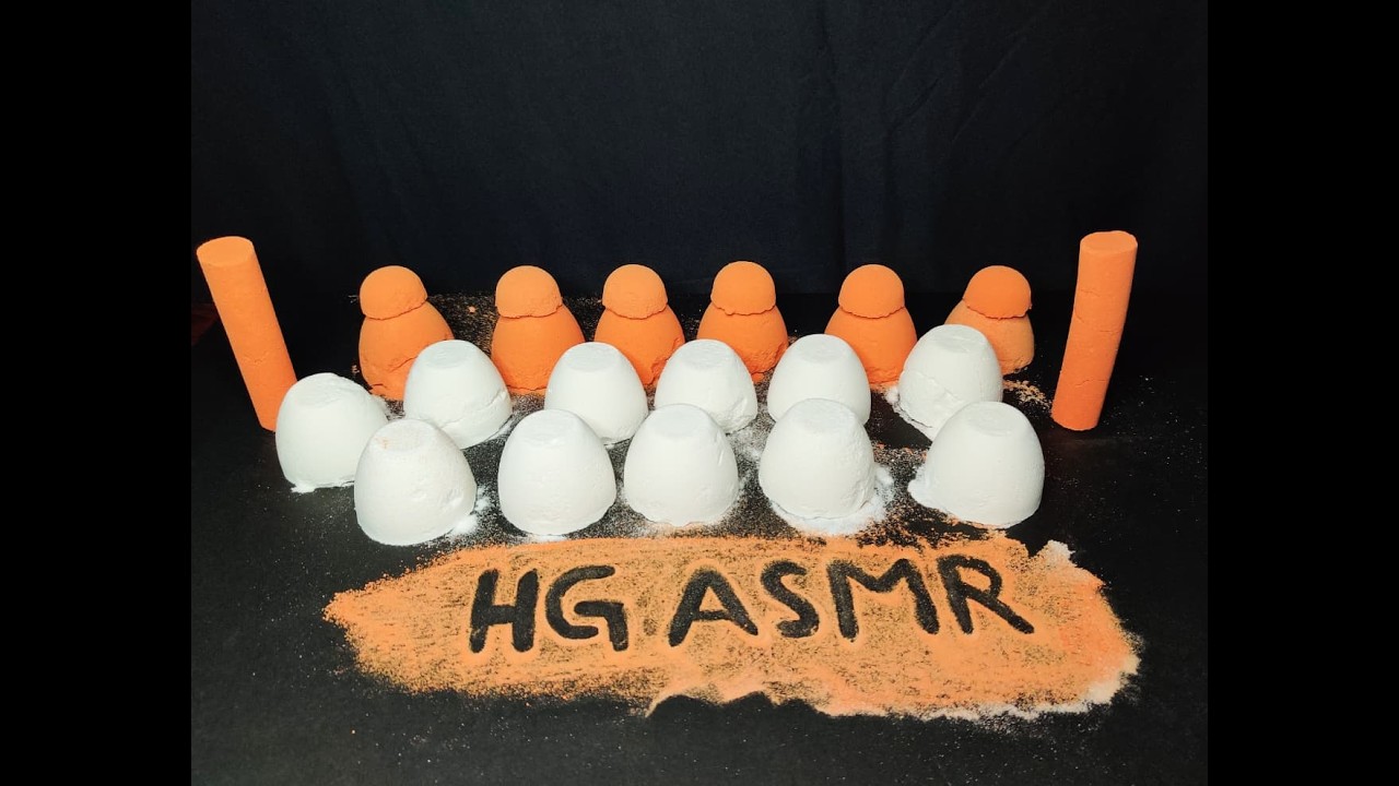 Satisfying Baking Soda Crushing ASMR 🧡 Orange & White Dome Blocks | No Talking