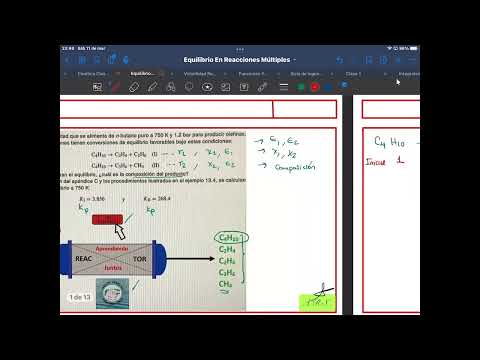 Avance y conversión en equilibrio para reacciones múltiples.  Parte 1