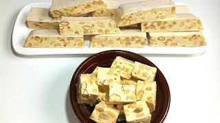 nougat facile/torrone نوغا بيضاء معلكة لذيذة بدون طرمومتر بدون كليكوز ولاماكينة/نوجا