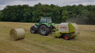 Heuernte 2018 Rundballenpressen mit Deutz Agrotron 6160 4 P und Claas Rolland 255 Roto Cut