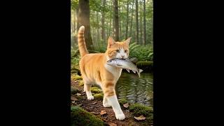 エンタメキャット11(猫ちゃん的金の斧の寓話)「魚を落とした猫ちゃんの優しいお話【正直者が得をする】可愛すぎるオチに癒される🐱✨」『The Honest Woodcutter』|cute cat channel