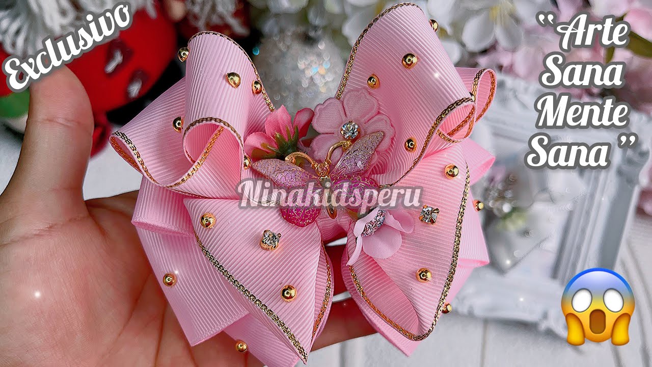 LAZO CRISTAL 🎀🦋 media cola con listón de 4 cm elegante y delicado | Half-tail bow with 4cm 🎀