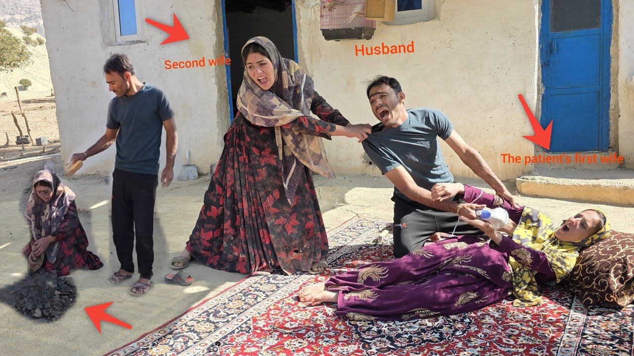 The second wife's opposition and jealousy of her husband's support and love for the sick first wife