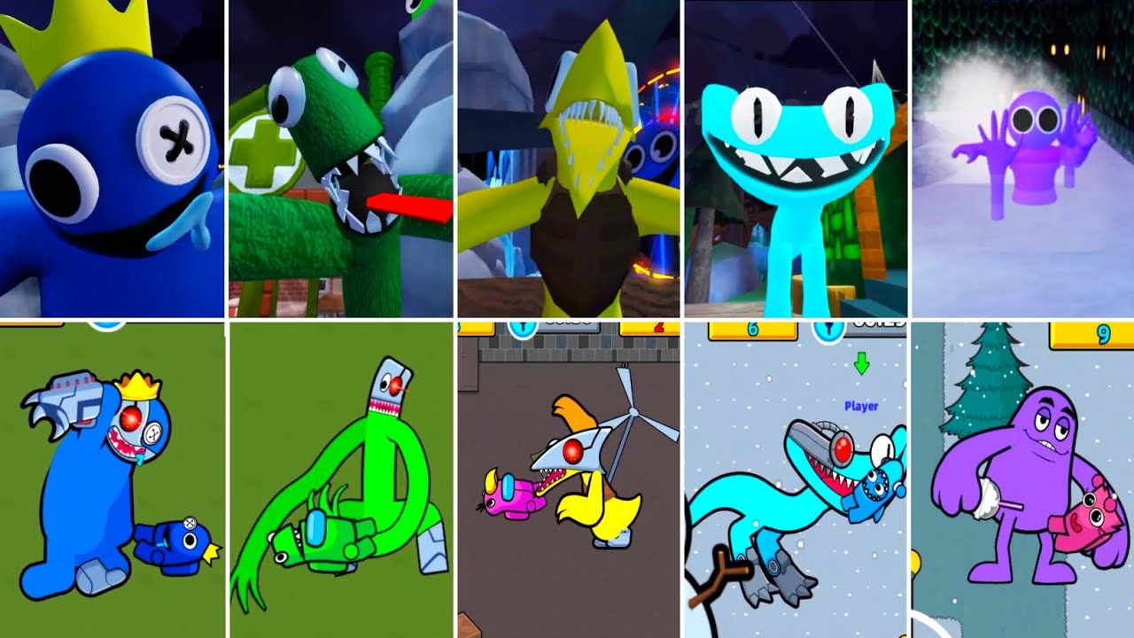 Rainbow friends chapter 2 all Monsters Jumpscars V's Rainbow Friends Milkshake all Jumpscars 
