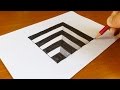 Very Easy!! How To Draw 3D Hole - Anamorphic Illusion - 3D Trick Art on paper