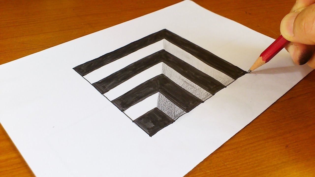 Very Easy How To Draw 3d Hole Anamorphic Illusion 3d Trick Art On Paper Youtube