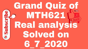 Latest Grand quiz of MTH621|||Real analysis|,#ShahnilaMushtaq