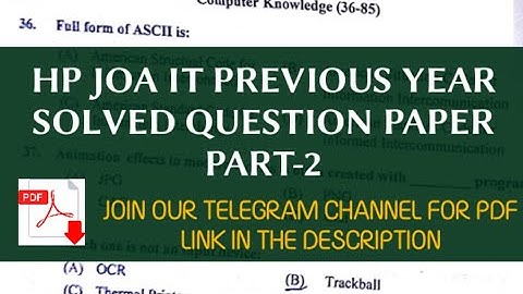 Previous year solved Question paper for HP JOA IT 817 Part -2 HP GK for JOA IT HPSSC gk questions