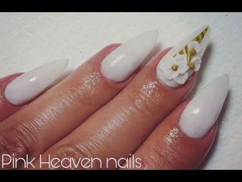 Acryl Nagels White Gold 3d Roos Youtube