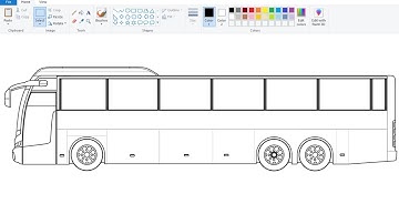 How to draw Multi Axle Bus in Ms Paint | Bus Drawing in Computer using Ms Paint.