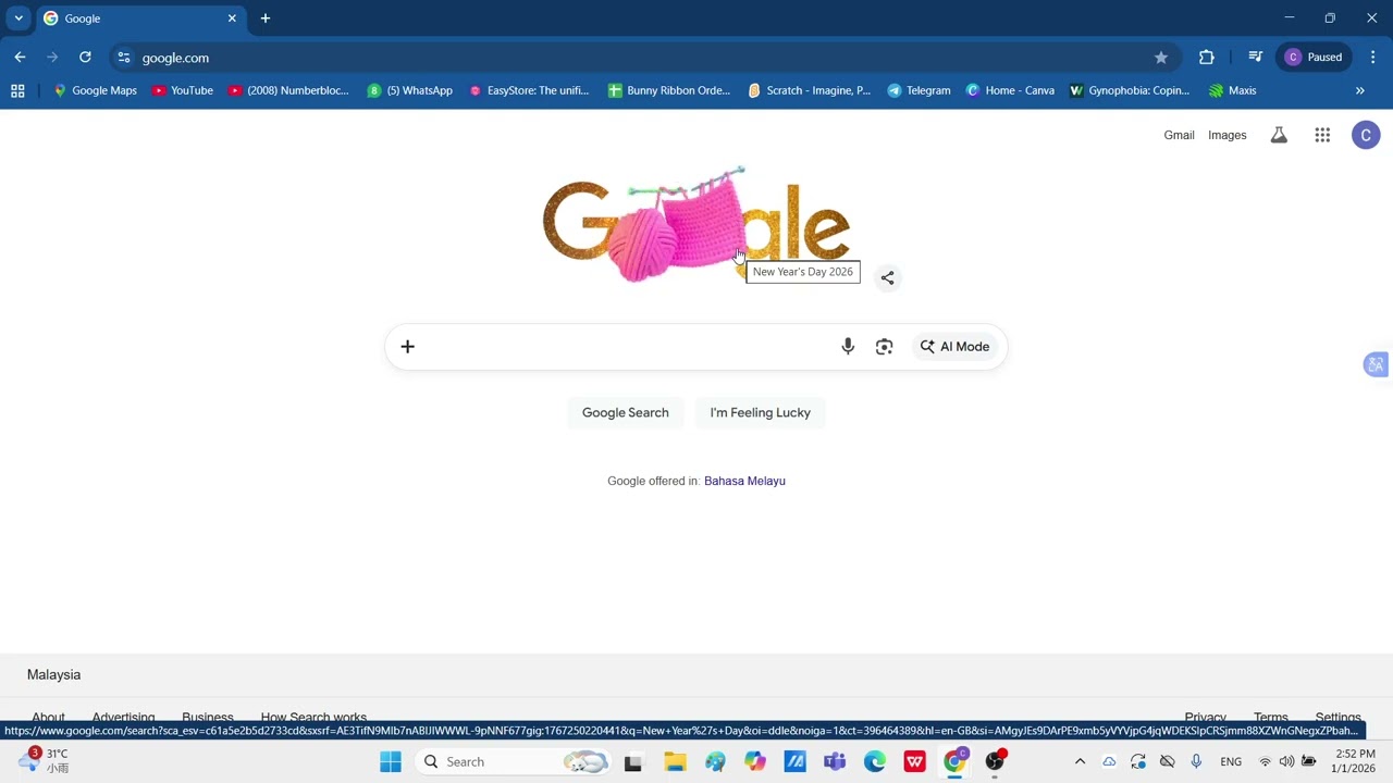 HAPPY NEW YEAR 2026 BY GOOGLE DOODLE!!!