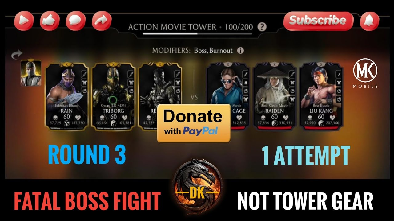 Action Movie Tower Fatal 100▪️Round 3 🎮 Mortal Kombat Mobile/MK Mobile 