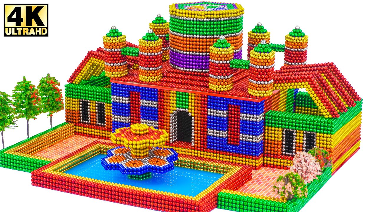 ASMR Satisfying - Building Slime Fountain Villa From Magnetic Balls