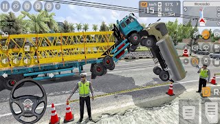 Truck Trailer Crane Vs Truck Tangki Di Jalan Raya - Bus Simulator Indonesia 