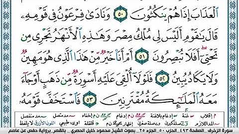سورة الزخرف مكتوبة محمود خليل الحصري Surah Al Zokhrof