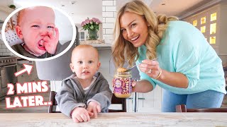 WE GAVE OUR TODDLER PEANUT BUTTER?? (strange reaction)