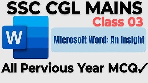 MS Word Class 03 Computer Classes For SSC CGL MAINS