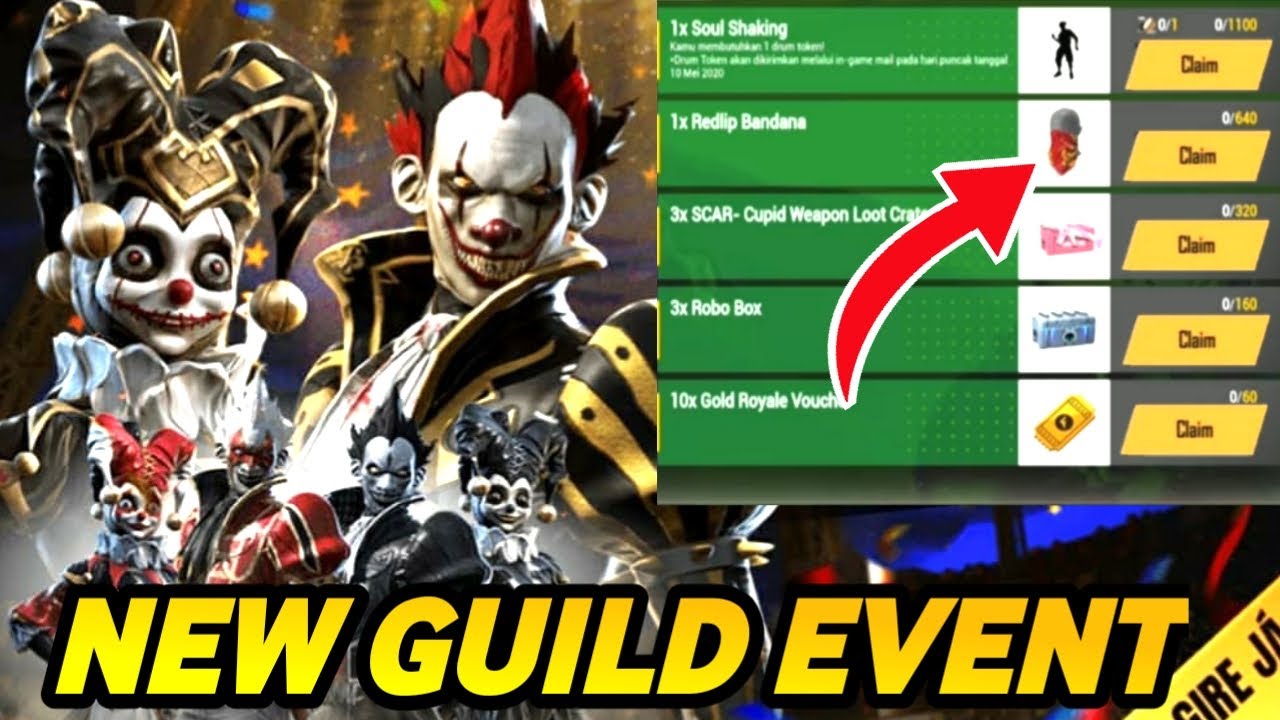 Free Fire New Guild Event Get Emote And Scarf || Joker Bundle In