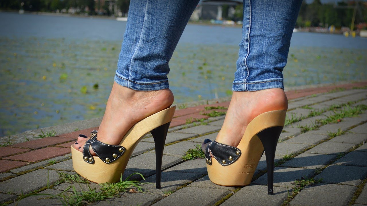 summer walk - high heel clogs - YouTube